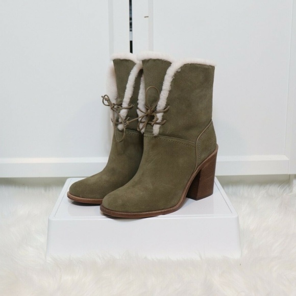 UGG Australia Jerene Olive Green Heeled Boot 9.5 - Picture 2 of 6